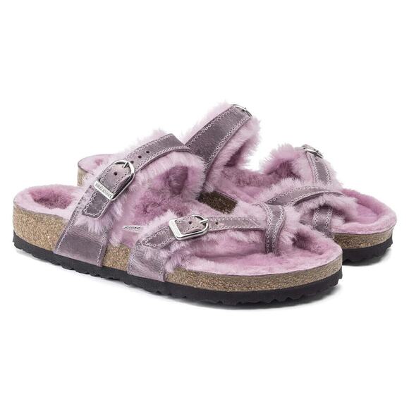 Birkenstock Mayari Shearling Oiled Leather Lavender Sandals 1021016 US4 EU35 - Picture 6 of 7